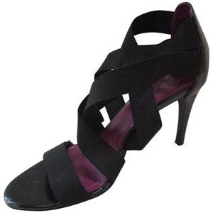 *Tahari Black Strappy Criss -Cross Open Toe Heels